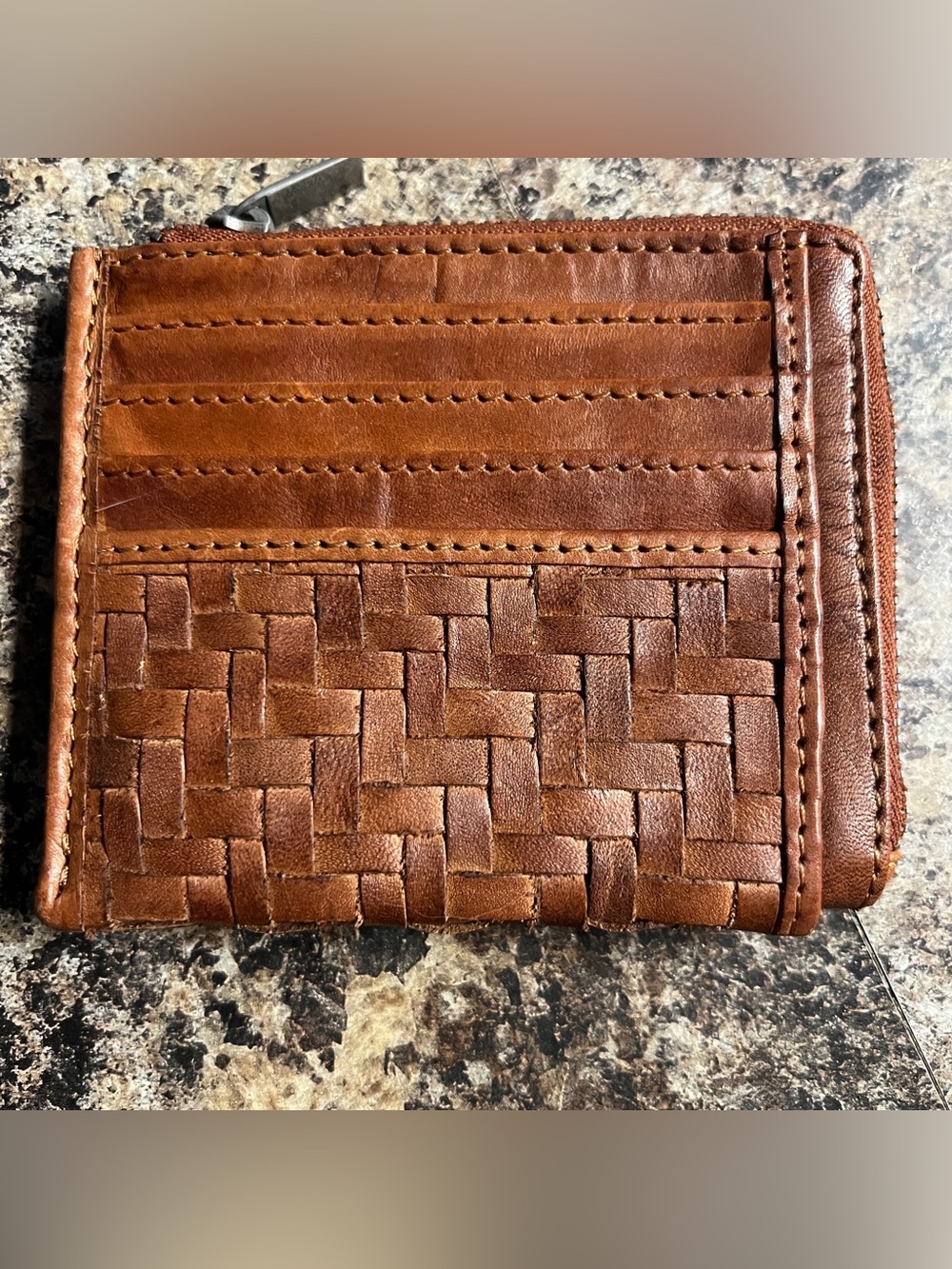 Vilenca Holland Woven Leather Card Wallet - Brown